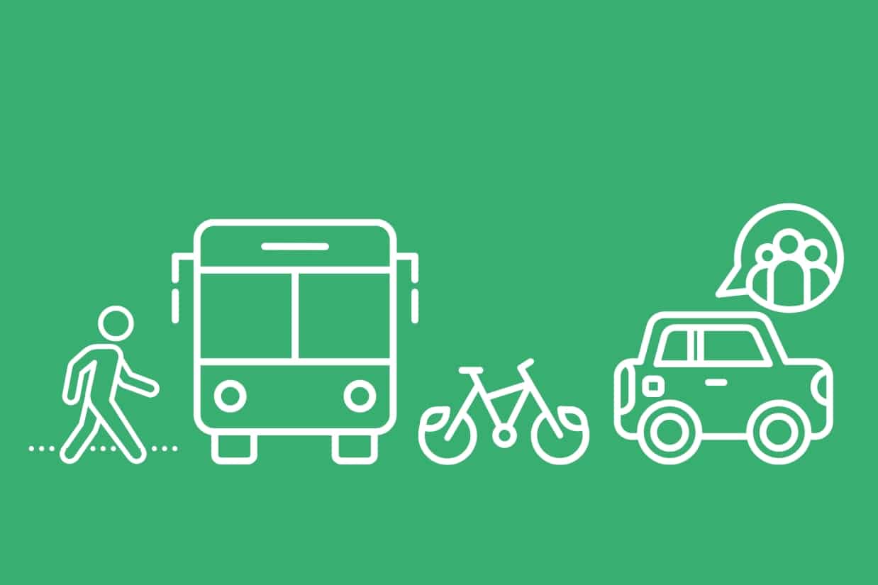 Bus, piéton, vélo, covoiturage